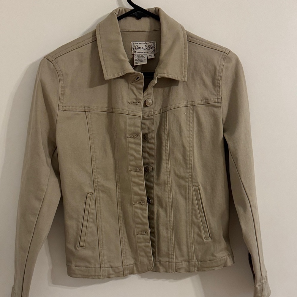 Live a Little Khaki Jean Jacket